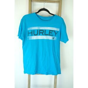 Hurley Mens Teal Logo Skater Blue Soft Short Sleeve T Shirt Size Large